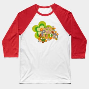 Boho Vintage Peace Sign Flower Power Retro Design Baseball T-Shirt